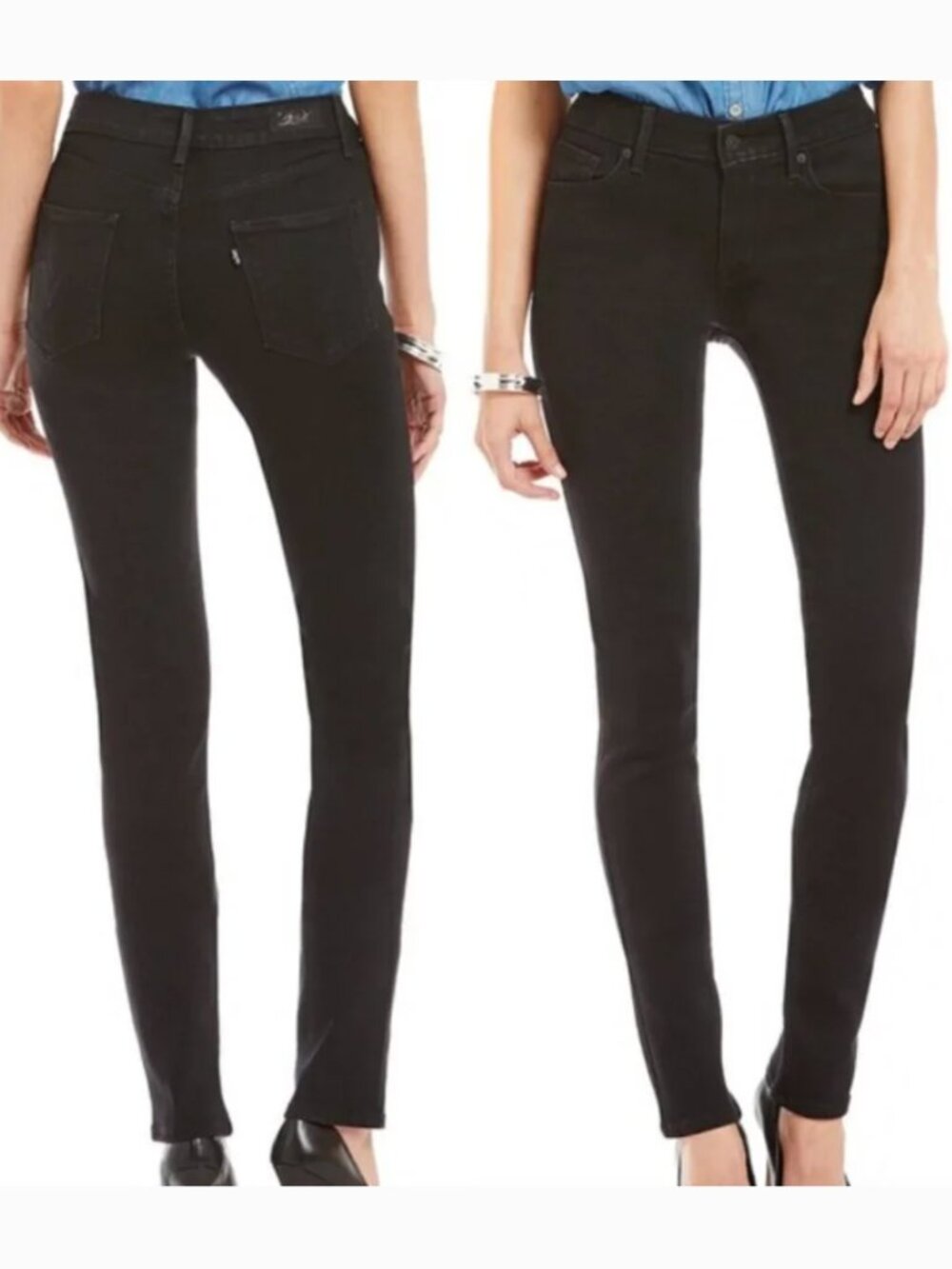 LEVI'S LEVIS Mid Rise Skinny Jeans Solid Black Stretch Skinny Jean 8 tag W29 L30